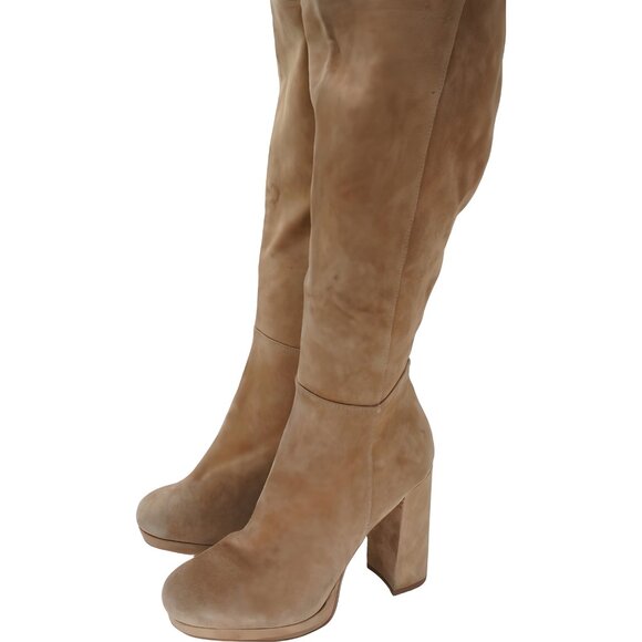 Steve Madden Marcello Knee High Suede Boots Block Heel Tan Women US 10 - Picture 2 of 6